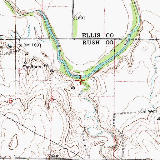 Topographic Map of Hungry Hollow, KS
