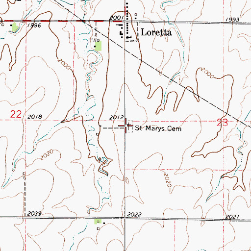 Topographic Map of Saint Mary's Cemetery, KS