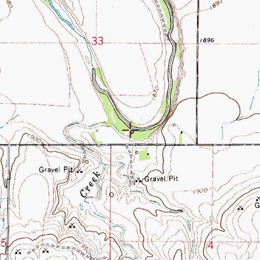 Topographic Map of Shelter Creek, KS