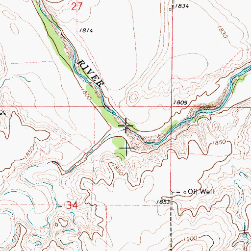 Topographic Map of Duck Creek, KS