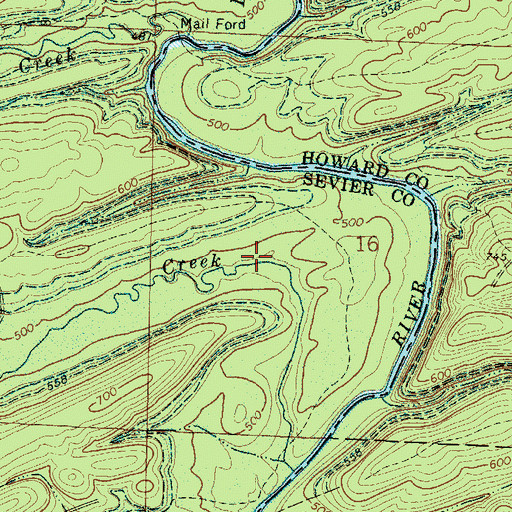 Topographic Map of Cave Creek, AR