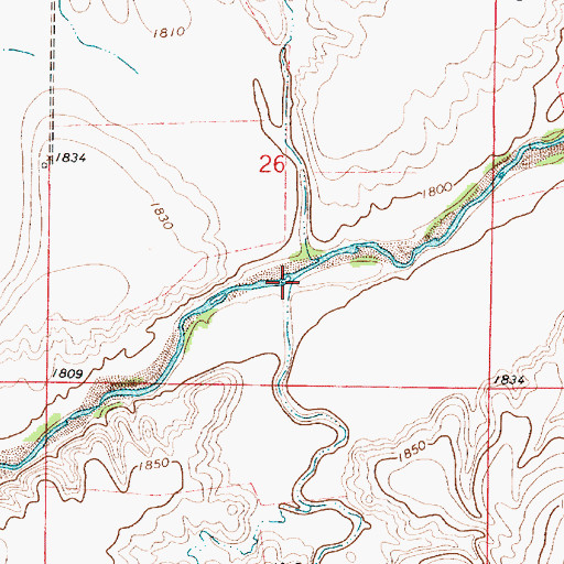 Topographic Map of Eagle Creek, KS
