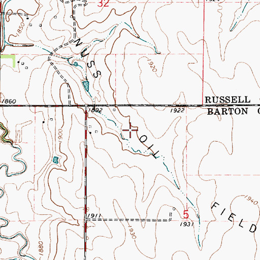 Topographic Map of Nuss Oil Field, KS