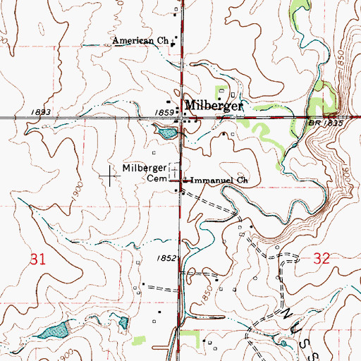 Topographic Map of Immanuel Church, KS