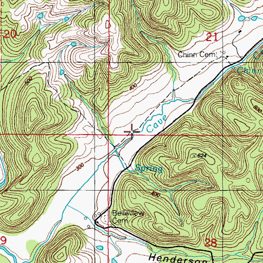 Topographic Map of Cave Creek, AR