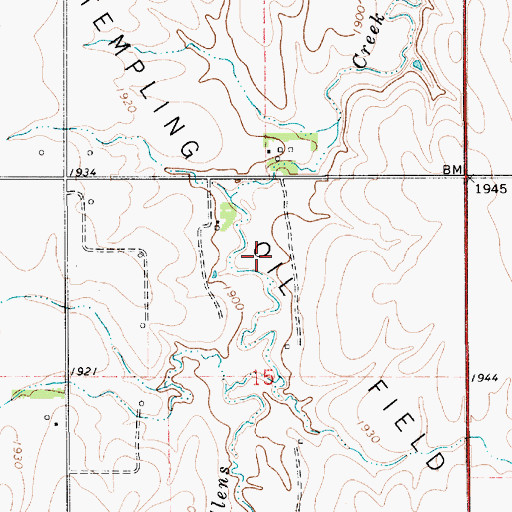 Topographic Map of Templing Oil Field, KS