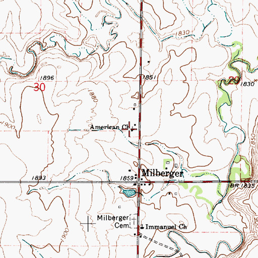 Topographic Map of United Emmanuel Lutheran Church, KS