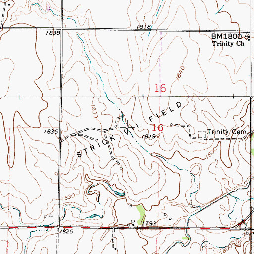 Topographic Map of Strick Oil Field, KS