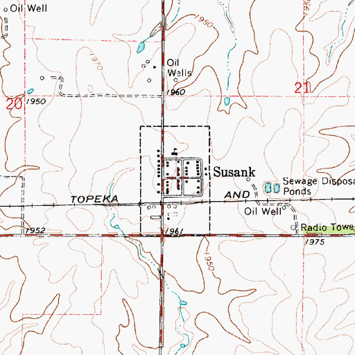 Topographic Map of Susank, KS