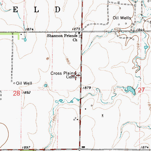 Topographic Map of Cross Plains Cemetery, KS