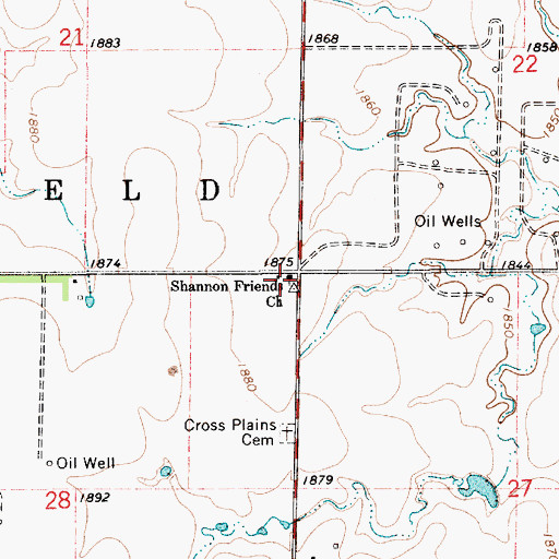 Topographic Map of Shannon Friends Church, KS