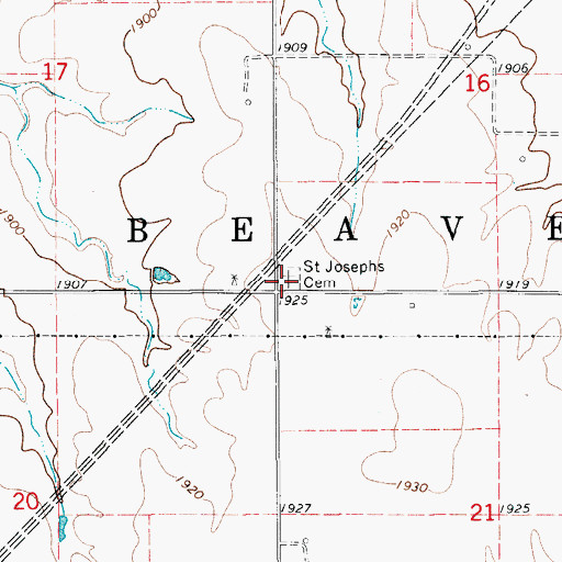 Topographic Map of Saint Joseph's Cemetery, KS