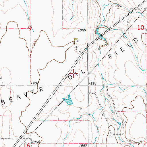 Topographic Map of Beaver Oil Field, KS