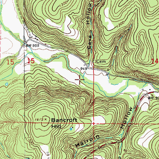 Topographic Map of Cave Hollow, AR