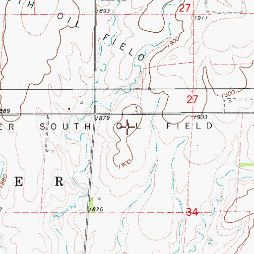 Topographic Map of Beaver South Oil Field, KS