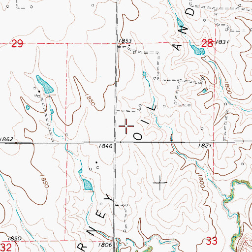 Topographic Map of Hall-Gurney Oil and Gas Field, KS