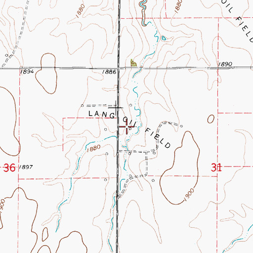 Topographic Map of Lang Oil Field, KS