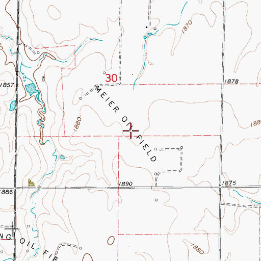 Topographic Map of Meier Oil Field, KS