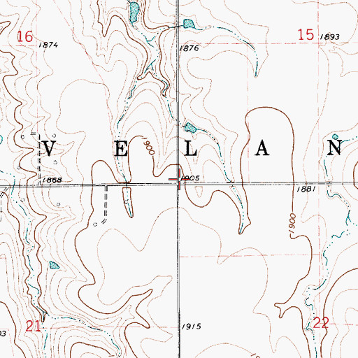 Topographic Map of Township of Cleveland, KS