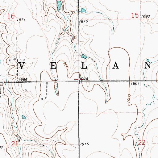 Topographic Map of Township of Cleveland, KS