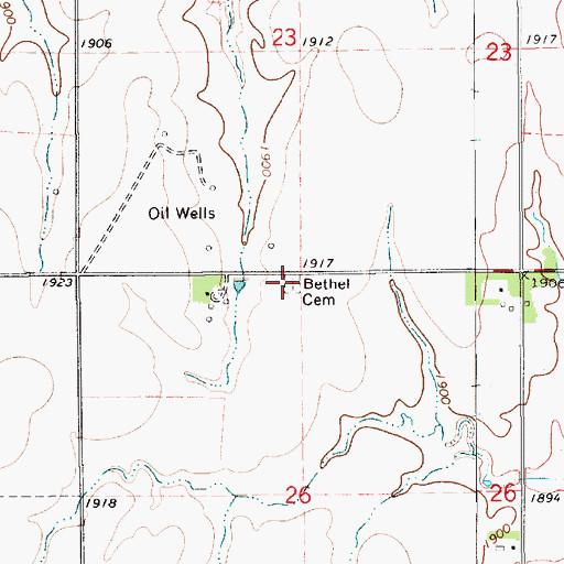 Topographic Map of Bethel Cemetery, KS