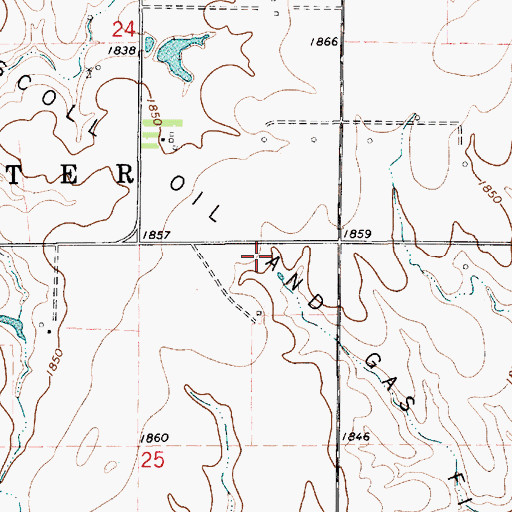 Topographic Map of Driscoll Oil and Gas Field, KS