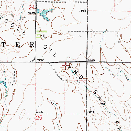 Topographic Map of Driscoll Oil and Gas Field, KS