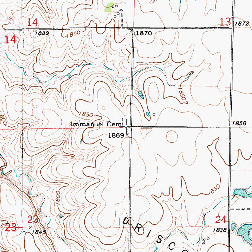 Topographic Map of Immanuel Cemetery, KS