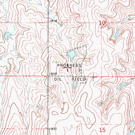 Topographic Map of Progress Oil Field, KS