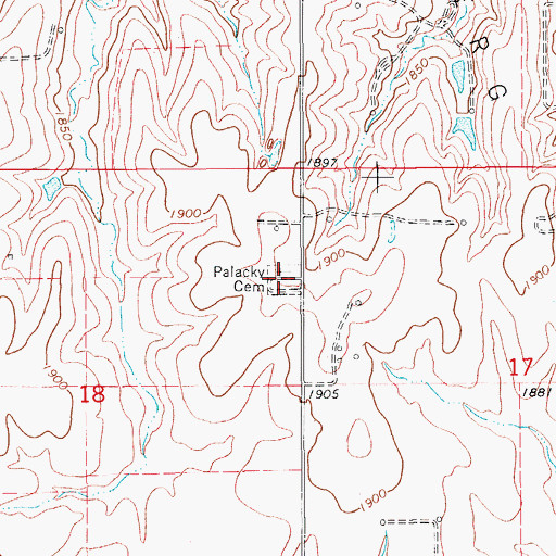 Topographic Map of Palacky Cemetery, KS