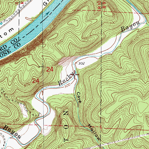 Topographic Map of Cave Hollow, AR