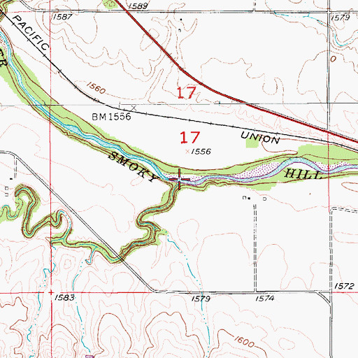 Topographic Map of Wolf Creek, KS