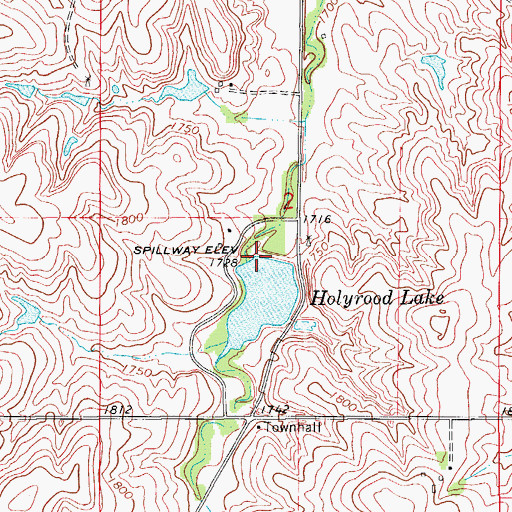 Topographic Map of Holyrood Lake, KS