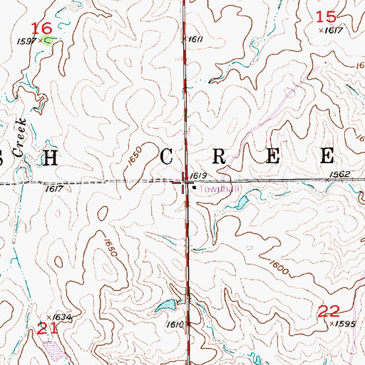 Topographic Map of Township of Ash Creek, KS