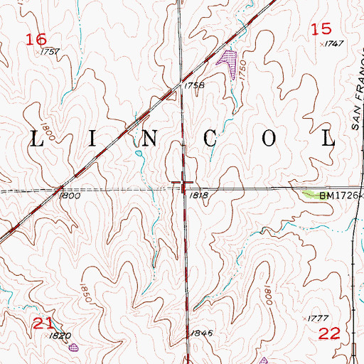 Topographic Map of Township of Lincoln, KS