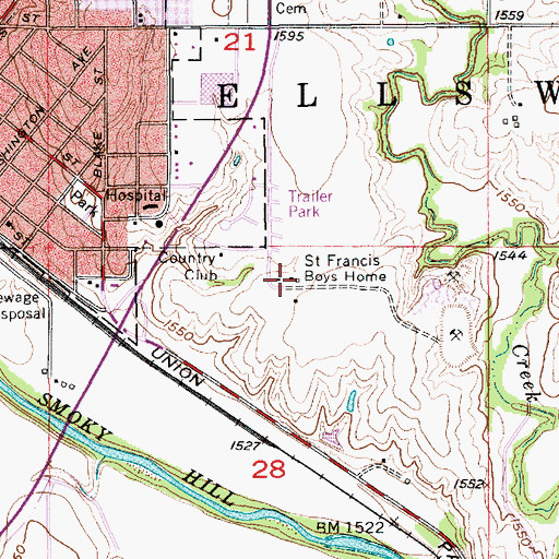 Topographic Map of Saint Francis Boys Home, KS