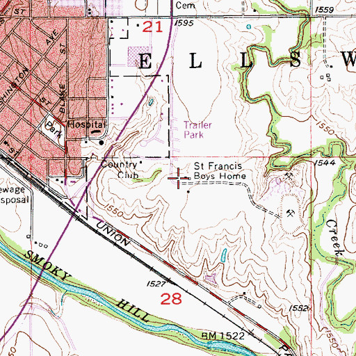 Topographic Map of Saint Francis Boys Home, KS