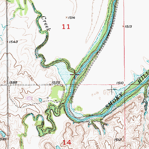 Topographic Map of Mud Creek, KS