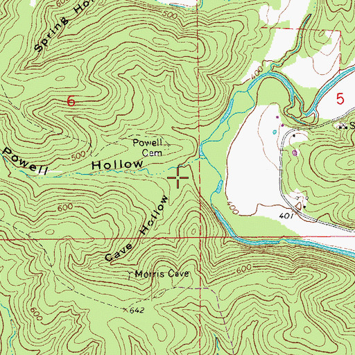 Topographic Map of Cave Hollow, AR
