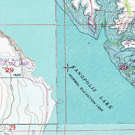 Topographic Map of Kanopolis Lake, KS