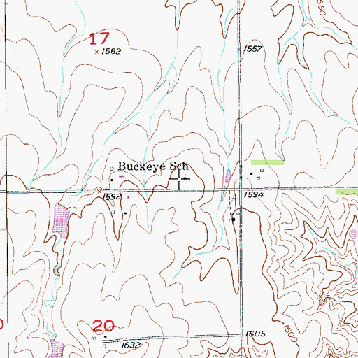 Topographic Map of Buckeye School (historical), KS