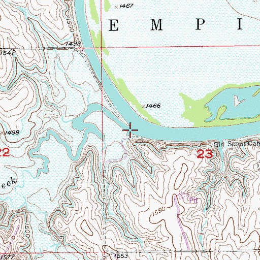Topographic Map of Thompson Creek, KS
