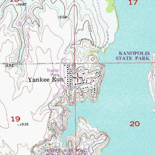 Topographic Map of Yankee Run, KS