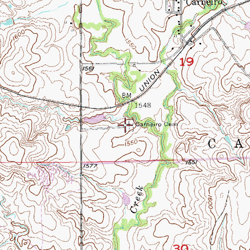 Topographic Map of Carneiro Cemetery, KS