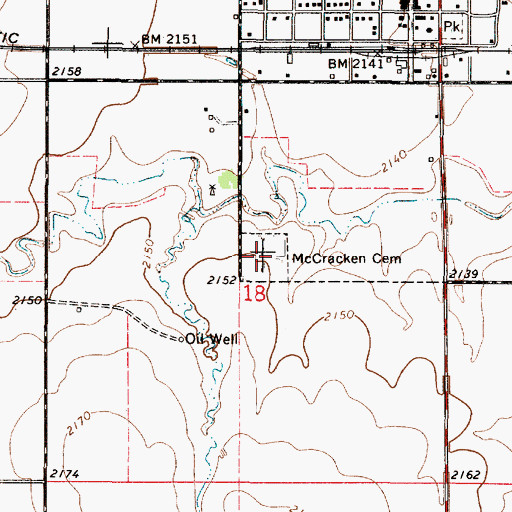 Topographic Map of McCracken Cemetery, KS
