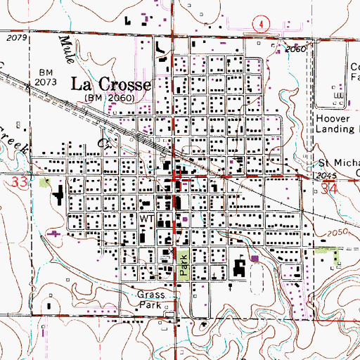 Topographic Map of La Crosse, KS
