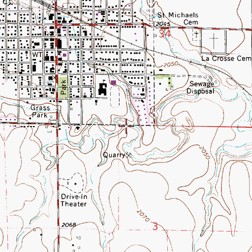 Topographic Map of Mule Creek, KS