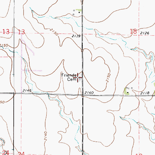Topographic Map of Friends Cemetery, KS