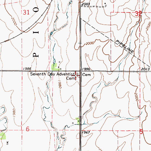 Topographic Map of Seventh Day Adventist Cemetery, KS