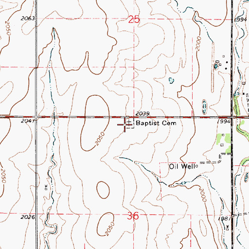 Topographic Map of Baptist Cemetery, KS